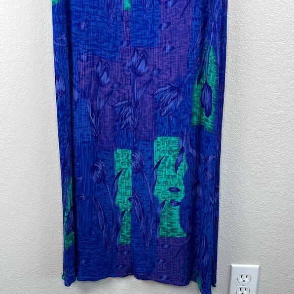 Drapers & Damons Blue Multi Crinkle Floral Sleeveless Midi Shift Dress Plus 14W - Picture 10 of 13